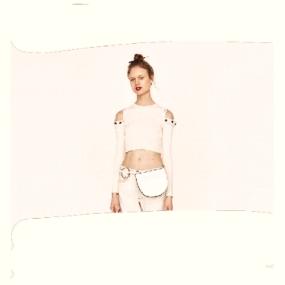 Zara cropped open shoulder sweater